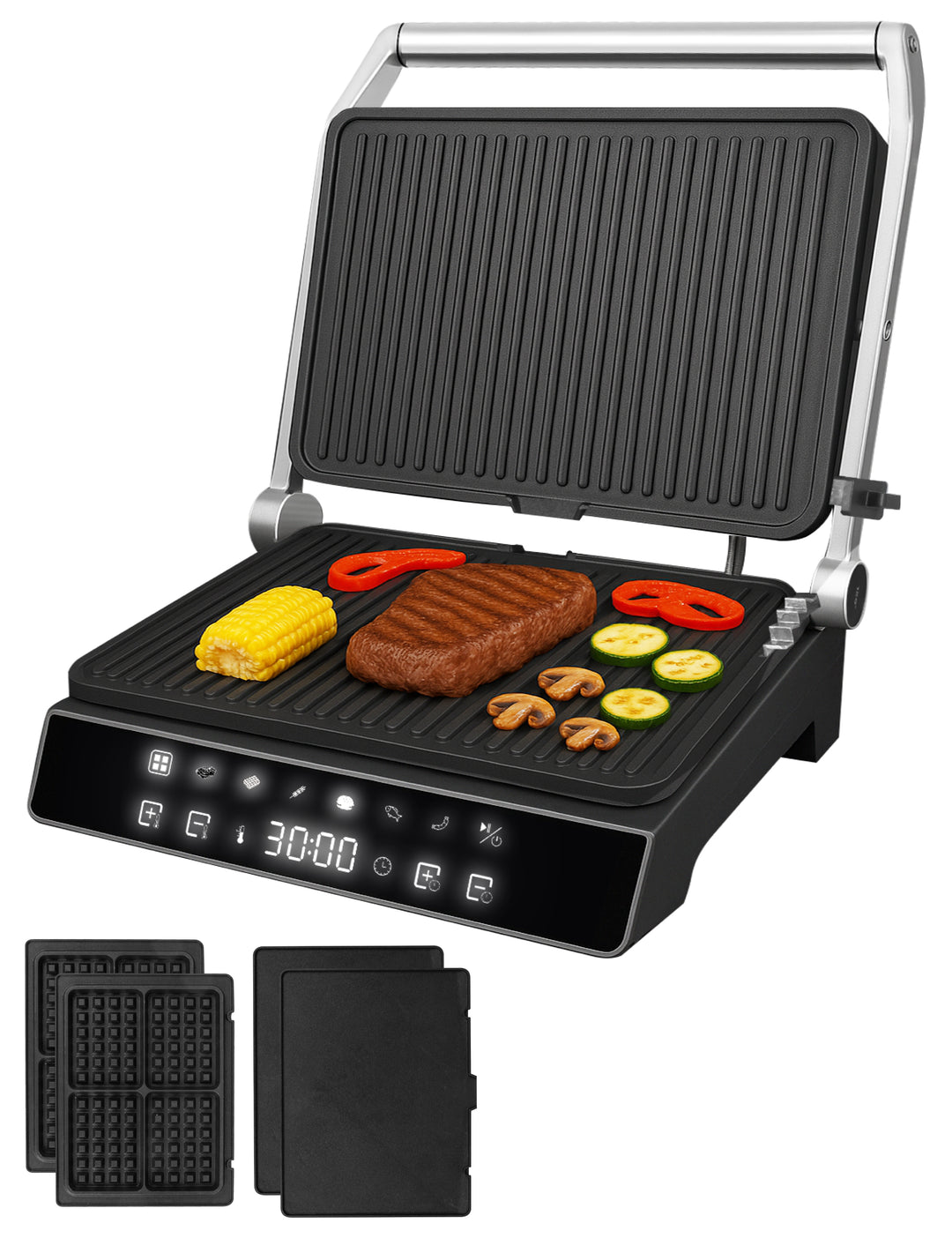 Contactgrill met 6 Uitneembare Platen