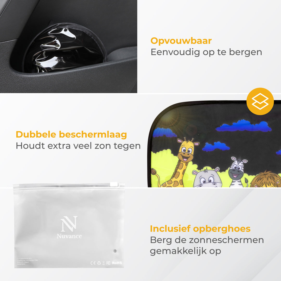 Zonnescherm voor Auto - 2 Stuks Dieren