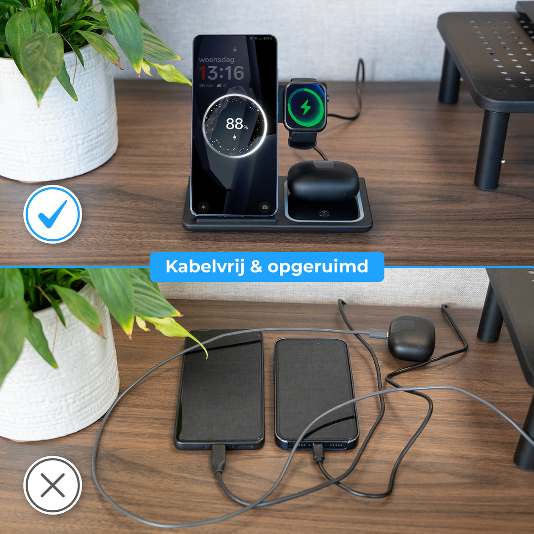 3-in-1 Draadloos Oplaadstation