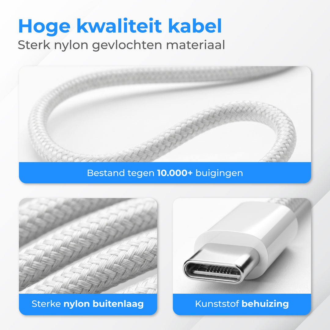 USB-C naar USB-C Kabel 2 Meter Nylon
