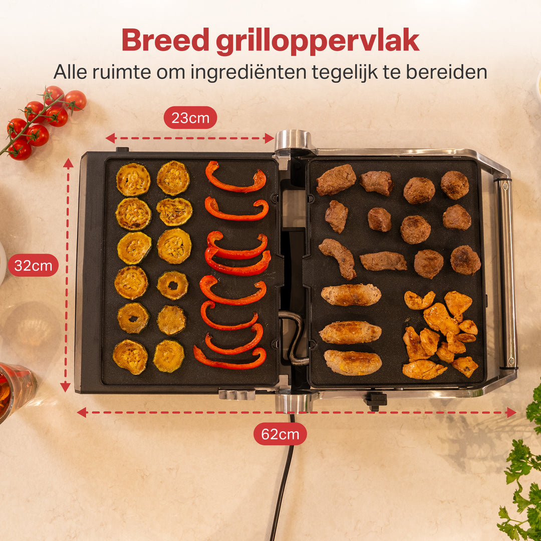 Contactgrill met 6 Uitneembare Platen